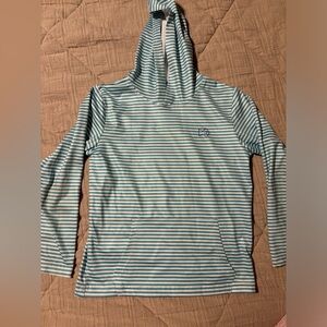 Prodoh Aqua and White Striped Shirt. Sz 4 great for sun, beach, boat, fishing